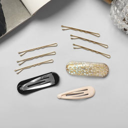 Цена за 3 шт. Невидимки для волос «Атлас», набор 9 шт., 5 см, золото