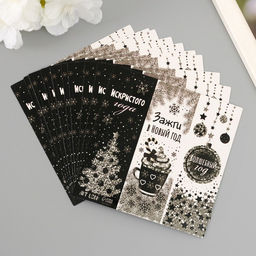 Цена за 10 шт. Наклейка бумага "Искристого года" 3х9 см лист 10х10 см