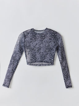 Лонгслив укороченный женский серый из сетки - Mark formelle фото 4