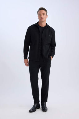 Фланелевая рубашка с длинными рукавами и воротником-поло Relax Fit - Defacto фото 2