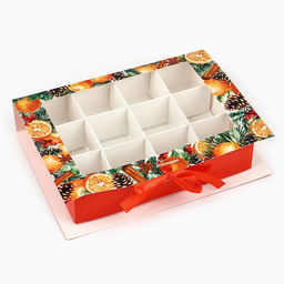 Цена за 5 шт. Коробка под 12 конфет новогодняя с ячейками Аромат праздника 18.5 х 13.5 х 3.5 см - Дарите счастье фото 2
