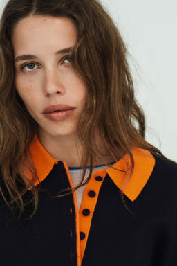 CONTRAST COLLAR KNIT POLO SHIRT - Zara фото 11