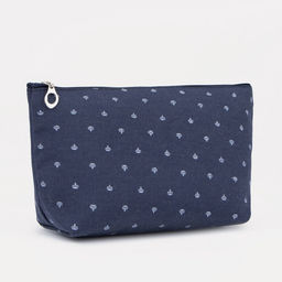 Косметичка на молнии простая, с рисунком Корона, синяя