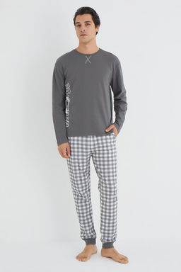 TRENDYOL MAN Antrasit Regular Fit Ekose Orme Pijama Tak?m? TMNAW25PT00064 - Trendyolmilla фото 5