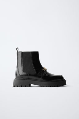 PATENT-FINISH CHELSEA ANKLE BOOTS WITH HEART DETAIL