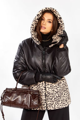 Куртка LADY SECRET 7296 черный+беж лео