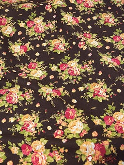 Мерный лоскут(ткань в отрезах) - Хлопколен Чайная роза на горьком шоколаде, ш.1.48м, лен-20%,