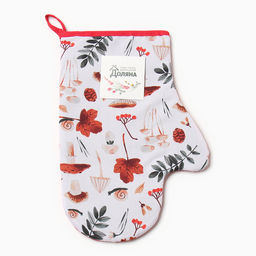 Варежка-прихватка Доляна Грибы 20х28 см, 35% хл, 65% пэ, ватин 250 г/м2  фото 4