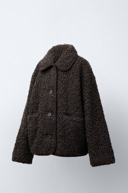 FAUX SHEARLING COAT WITH TRIMS - Zara фото 2