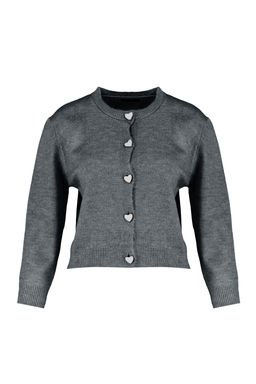 Antrasit Yumusak Dokulu Mucevher Dugmeli Ceket Gorunumlu Triko H?rka TWOAW22HI0044