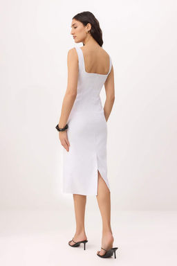 Beyaz Vucuda Oturan Kal?n Ask?l? Maxi Dokuma Elbise TWOSS26EL00415 - Trendyolmilla фото 4