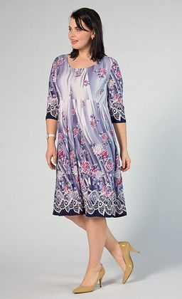 платье из тонкого шелковистого трикотажа с фактурным кружевным узором по низу рукавов - Ckc collections фото 4