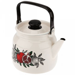 "Цвет граната" Чайник эмалированный 3,5л, 3,5л, д19,4см, h16,2см, s0,08мм, двойной слой эмалевого покрытия, металлическая крышка с пластмассовой ручкой-кнопкой, металлическая подвижная ручка (Россия)