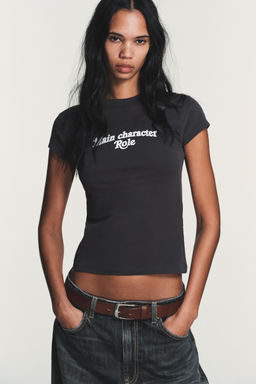 T-SHIRT WITH FRONT SLOGAN - Zara фото 4