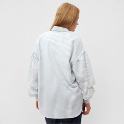 Рубашка женская в полоску MINAKU: Casual Collection, размер 44, белая