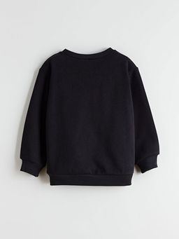 Fiyonk Bask?l? K?z ?ocuk Kal?n Sweatshirt