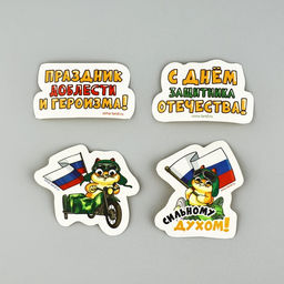 Цена за 2 шт. Набор стикеров 23 февраля, 5?5 см