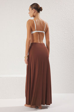 Kahverengi Orme Y?rtmacl? Maxi Plaj Etek TBESS25ET00005