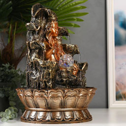 Фонтан настольный от сети, подсветка "Шива у скалы с водопадом" 42х28х28 см