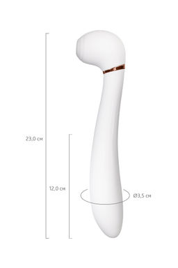 Вибратор с вакуумной стимуляцией Flovetta Jasmine, силикон, белый, 23 см