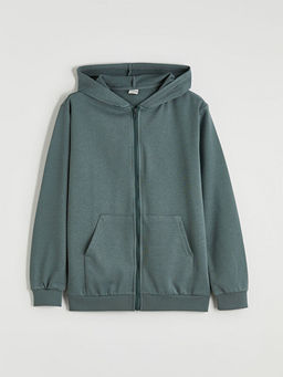 Kap??onlu Erkek ?ocuk Fermuarl? Sweatshirt