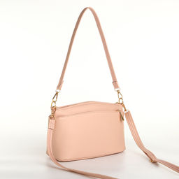 Сумка женская кросс-боди на молнии, 23×9×15 см, пудровая