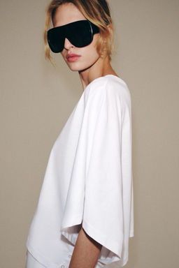 CAMISETA CAPA ALGOD?N / Blanco - Zara фото 3