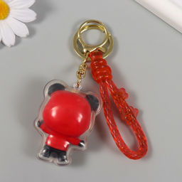 Брелок для ключей на кольце с карабином, ремешком «Панда в красной толстовке», резина, 5.5×4×3.5 см