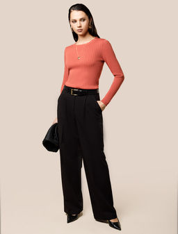 Джемпер Vilatte из вискозы с нейлоном терракотовый  фото 5