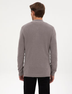 A__k Gri Melanj Slim Fit Dik Yaka Fermuarl_ Triko Kazak - Pierre cardin фото 5