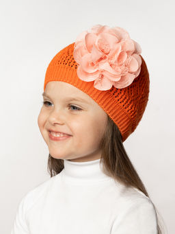 Шапка вязаная детская оранжевая