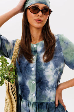 Платье Lars Style 1091 изумрудный мульти-принт