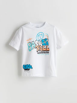 Bisiklet Yaka Bask?l? Erkek ?ocuk Ti??rt