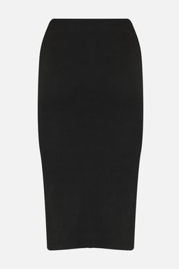 Siyah Cift Y?rtmacl? Vucuda Oturan Yuksek Bel Fitilli Esnek Midi Orme Etek TWOSS22ET0250 - Trendyolmilla фото 12