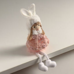 Кукла интерьерная Ангелочек в цветочном платье в шапке с ушками 5,5х7х19,5 см - Simaland фото 2