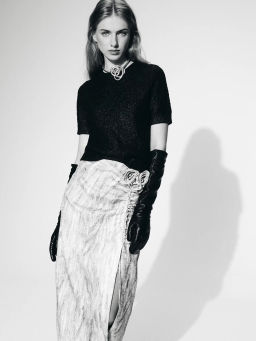 Юбка миди со сборкой и цветами / Zarina