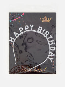 Цена за 2 шт. Ободок "Happy birtday" серебряный