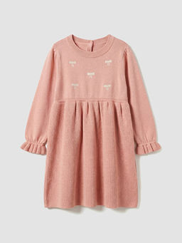 Standart Kal?p Nak??l? K?z Bebek Triko Elbise