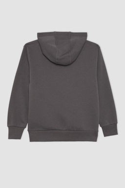 Толстая толстовка с капюшоном и принтом для мальчиков - Defacto фото 7