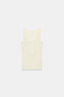 CAMISETA BOTONES CON LINO / Crudo
