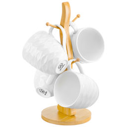 Набор кружек 4 пр. 320 мл 12*8,5*9,5 см "Айсберг волны" на дерев. подставке