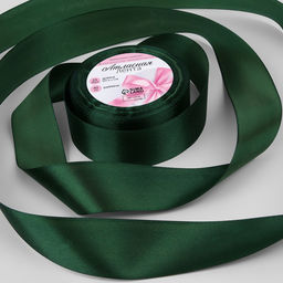 Лента атласная, 40 мм, 23±1 м, тёмно-зелёная №128