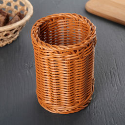 Подставка для столовых приборов Доляна, d=9.5, h=13, пластик, коричневая