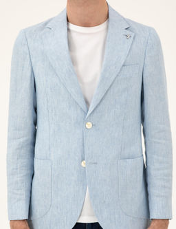 Голубая льняная куртка узкого кроя - Cacharel фото 6