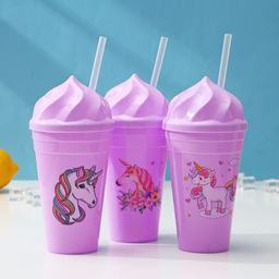 Цена за 12 шт. Стакан Сказочный единорог, 450 мл, с крышкой и трубочкой, рисунок МИКС - Simaland фото 6