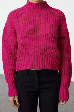 Fusya Crop Yumusak Dokulu Basic Kal?n Orgu Detayl? Triko Kazak TWOAW25KZ00061 - Trendyolmilla фото 3