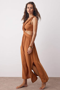 TRENDYOLMILLA Siyah Dokuma Puskullu Cut Out/Pencere Maxi Plaj Elbisesi TBESS21EL3624 фото 27