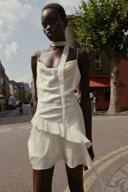 SHINY RUFFLE TRIM MINI DRESS - Zara фото 3