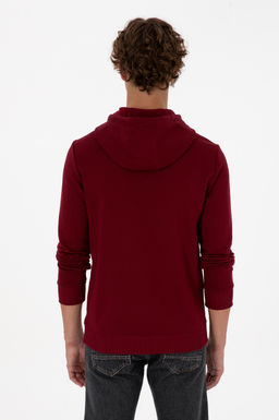 Erkek Regular Fit Kap__onlu Bordo Basic Sweatshirt Sepette S_rpriz _ndirim