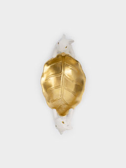 Блюдо декоративное, 22х10 см, полирезин, молочно-золотистое, Кролики с листом, White Rabbit - Anna lafarg фото 5